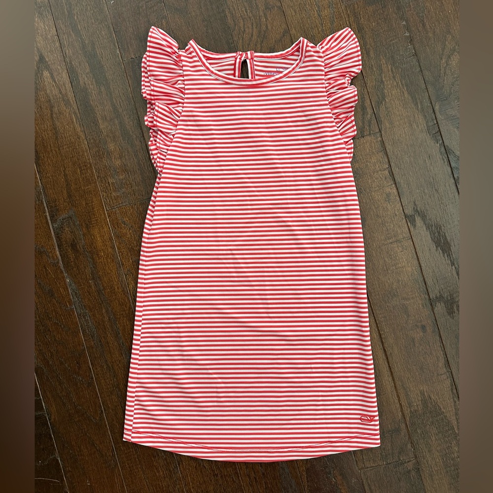 Vineyard Vines Red and White Sheath Dress with Flutter Sleeves, size 4T
